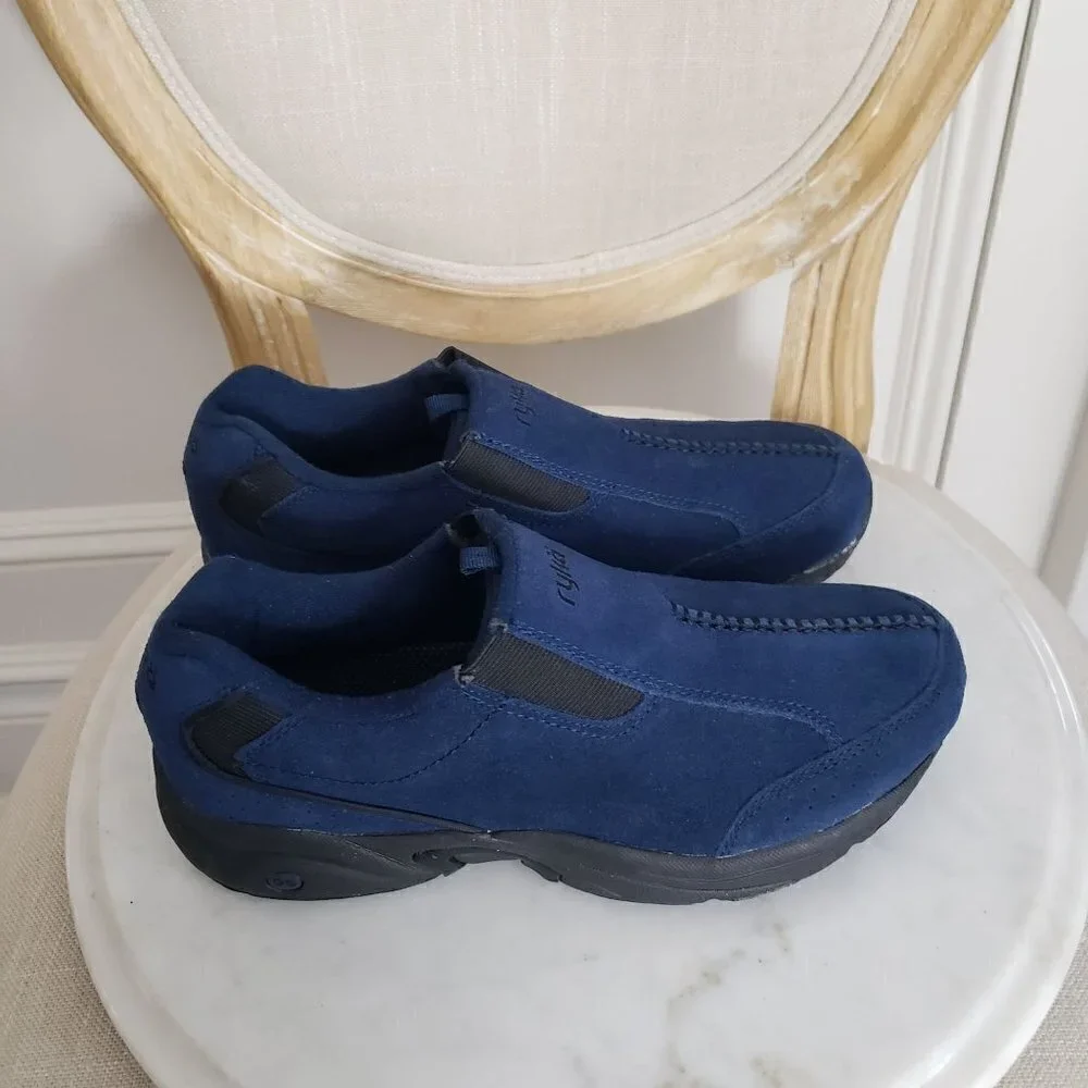 New RYKA Roamer 2 Blue Suede Walking Hiking Slipon Comfort Loafer Shoe Sz 8